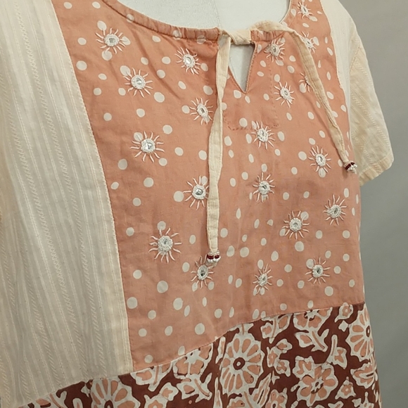 Indian Block Print Market Place Summer Top Blush M - Picture 2 of 10